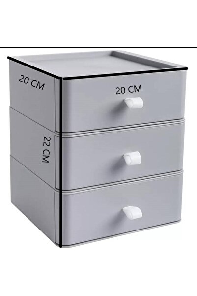 AHİR TİCARET Desktop Organizer Drawer - Makeup Jewelry Accessory Organizer Storage Box (Triple)