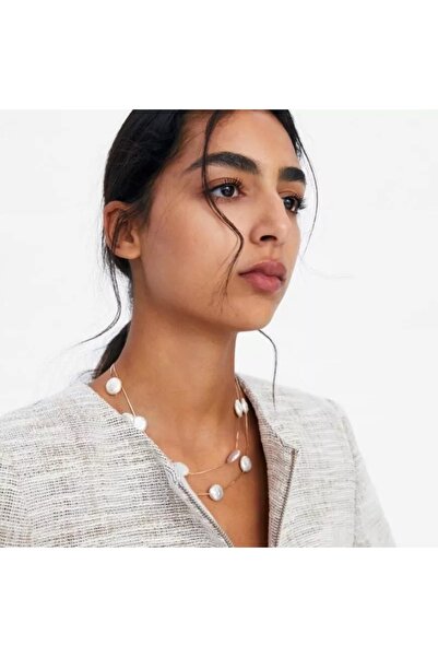 İPAR AKSESUAR قلادة كبيرة من لؤلؤ كيشي الباروكي الأبيض الهيماتيت