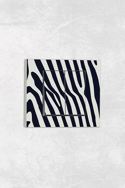 markcat Ovivo Grano (Double Switch Socket) UV Printed Zebra Pattern White Commitator Frame Included