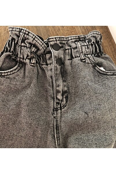 MOR TIRTIL Kız Çocuk Yüksek Bel %100 Pamuk Boyfriend Jean Pantolon