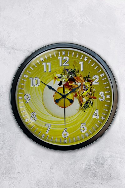 Kasva Concept هدية ساعة حائط مطبخ معدنية سوداء مقاس 40 سم