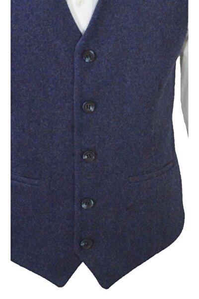 MENTOR REGALO Ανδρικό γιλέκο V-Neck Navy Blue Stamp 50453