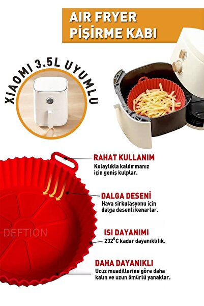 M Mimoza Park Xiaomi Mi Smart 3.5 L Uyumlu Silikon Airfryer Pişirme Kabı Airf...