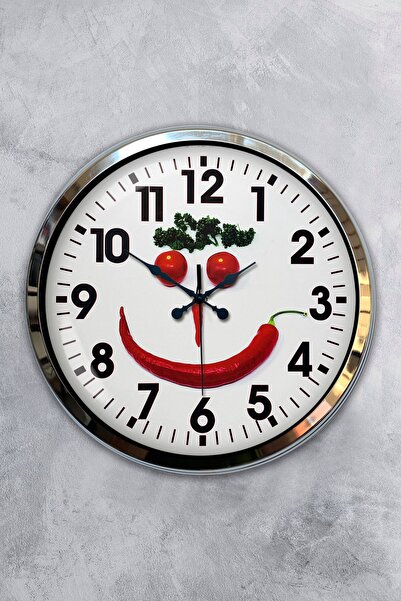 Kasva Concept هدية ساعة حائط مطبخ معدنية من الكروم مقاس 40 سم