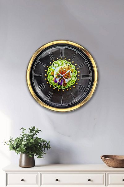 Kasva Concept Δώρο 40 εκ. Χρυσό Μεταλλικό Ρολόι Κουζίνας