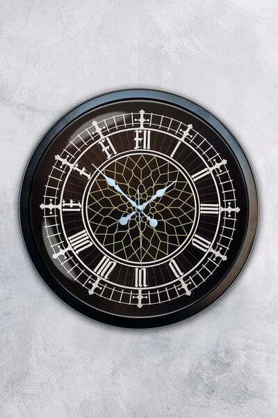 Kasva Concept هدية ساعة حائط مزخرفة معدنية سوداء مقاس 40 سم