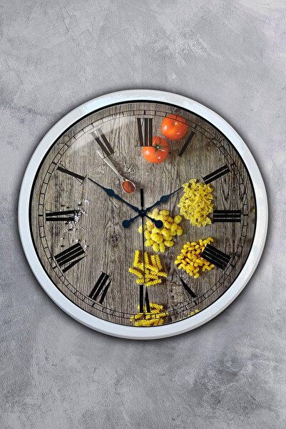 Kasva Concept هدية ساعة حائط مطبخ معدنية بيضاء مقاس 40 سم