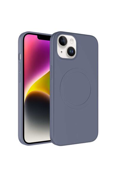 UnDePlus Apple Iphone 14 Kılıf Magsafe Lansman Silikon Kapak Plas
