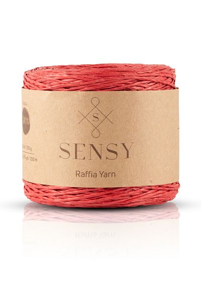 SENSY Premium 250 gr Ață de hârtie naturală, fire de hârtie împletită, rafie, geantă, suplă, ață de pălărie, 250 m roșu
