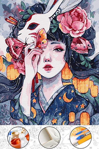 abbara Sayılarla Boyama Hobi Seti Çerçeveli Numaralı Tuval Fırça Boya Dahil Kasnaklı 40x50 Cm