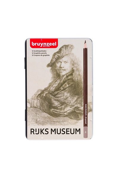 Bruynzeel Rijksmuseum Rembrandt Van Rijn Graduated Pencil Set 12 Pieces Metal Box