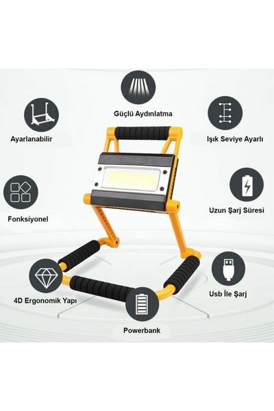 Watton Wt-328 20w Şarjlı Outdoor Cob Led Fener 1300 Lümen Ayaklı Projektör