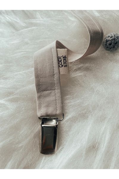 GOER STORE Plain Cappucino 100% Cotton Baby Pacifier Strap