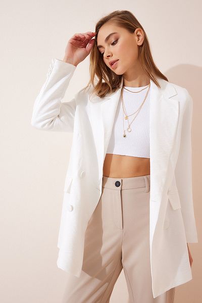Happiness İstanbul Blazer - Weiß - Oversized
