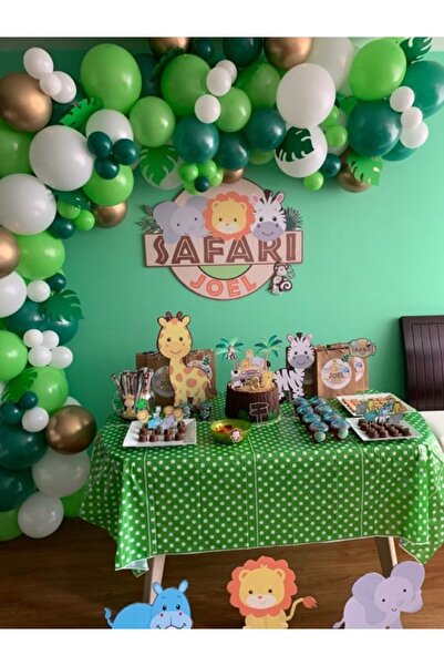 MERİ PARTİ 100 قطعة من بالونات سفاري كونسبت وسلسلة بالونات عيد ميلاد سفاري