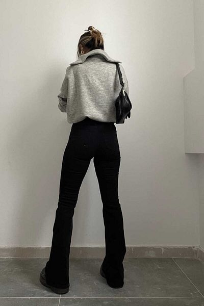 DRC trend Fanof Tess Flare Jeans Black Spanish Jeans High Waist Colorfast Black Pants