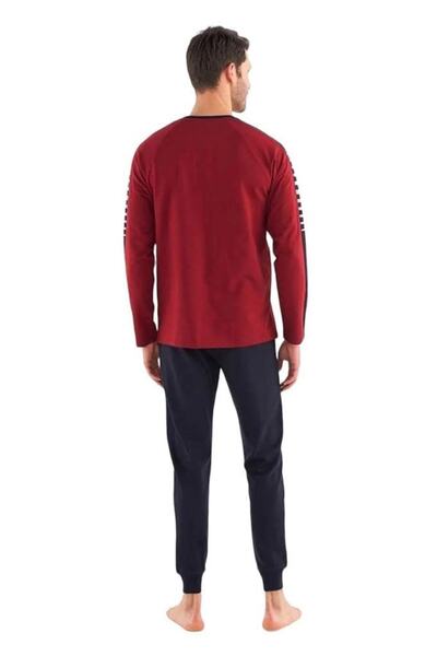 Mod Collection Sıfır Yaka Pamuklu Bilekli Erkek Pijama Takım