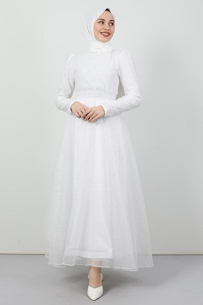 Giza Giyim Βραδινό φόρεμα Alara Hijab Λευκό