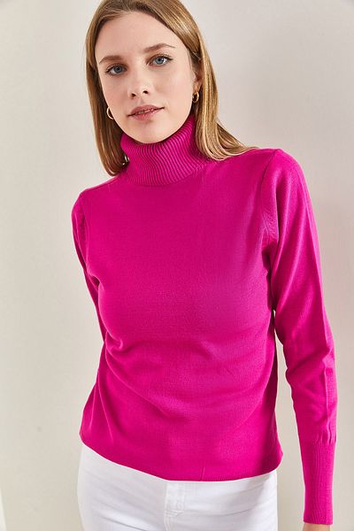 Bianco Lucci Women's Turtleneck Ribbed Sweater