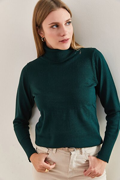 Bianco Lucci Pulover de damă cu guler rotit cu coaste