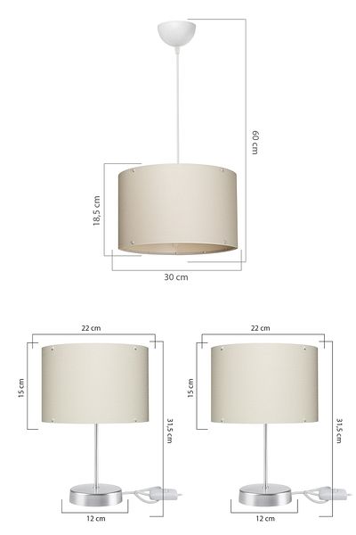 manogrup avize aydınlatma Arel Chrome Bedroom Lampshade Chandelier Lighting Set 22 Pieces