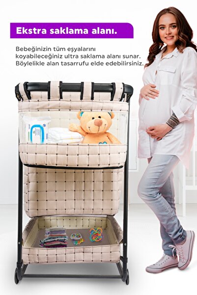 Bebelovv Anne Yanı Sallanabilir Bebek Beşiği Portatif Hamak Sepet Beşik Safir
