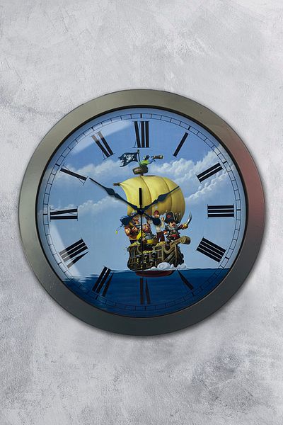Kasva Concept Gift 36 cm Anthracite Metal Pirate Tourism Wall Clock