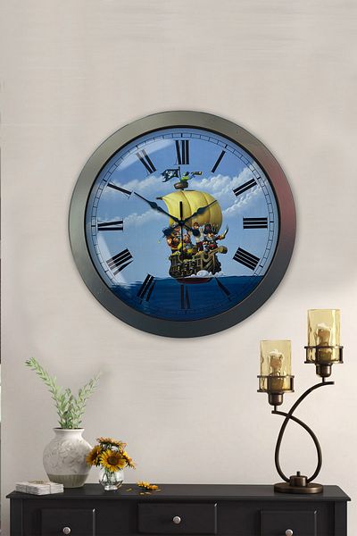 Kasva Concept Gift 36 cm Anthracite Metal Pirate Tourism Wall Clock