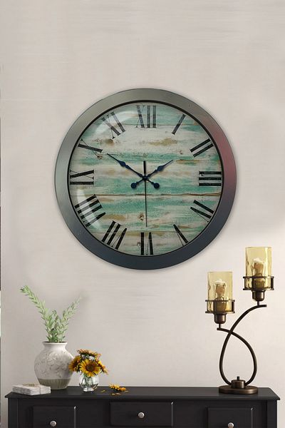 Kasva Concept Gift 36 cm Anthracite Metal Antique Roman Wall Clock