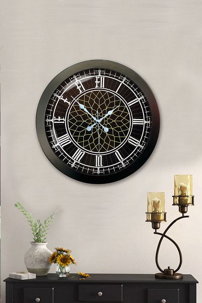 Kasva Concept Gift 36 cm Black Metal Decorative Wall Clock