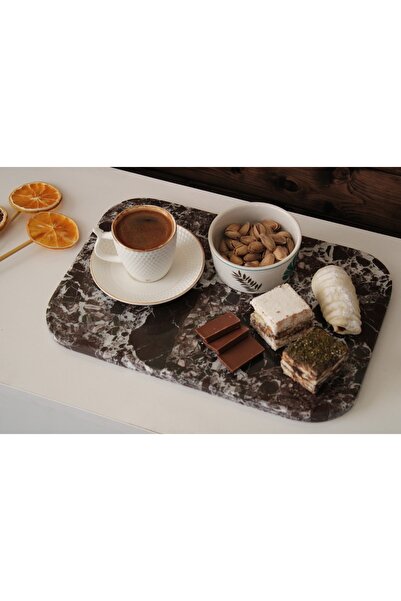 3K Office Lüx Dekoratif Sunum Tepsisi, Mermer Tepsi, Çay,kahve Tepsisi