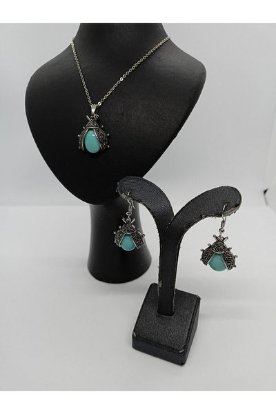 BalıkHediyelik Margazite Jewelled Necklace Earring Set