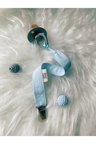 GOER STORE Soft Blue 100% Cotton Baby Pacifier Strap