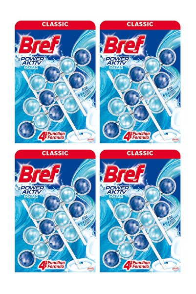 Bref Power Active Ocean Scented 3-Piece Solid Toilet Bowl Deodorizer X 4 Pcs