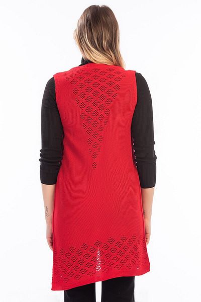 IŞILDA Women's Red Sleeveless Pocket Vest