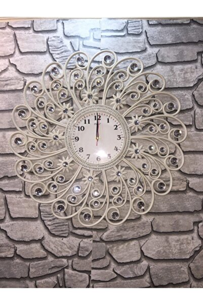 QUARTZ 'iş-sat' Büyük Boy Taşlı Salon Tipi Modern Duvar Saati ( Yeni Model )