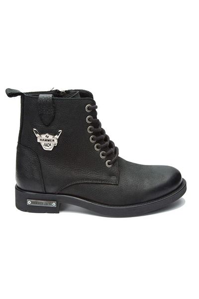 Hammer Jack Unisex Μαύρες Γνήσιες Δερμάτινες Μπότες με κορδόνια