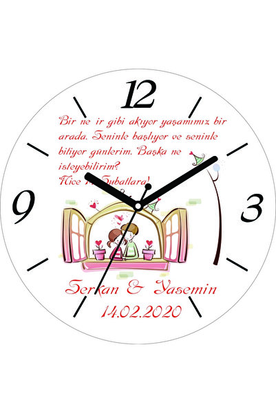 ART HEDİYE 14 فبراير أنا أحبك كثيرًا ساعة حائط زجاجية حقيقية منحنية