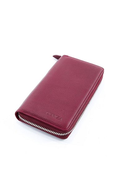 Deriza Genuine Leather Wallet with Phone Compartment Claret Red