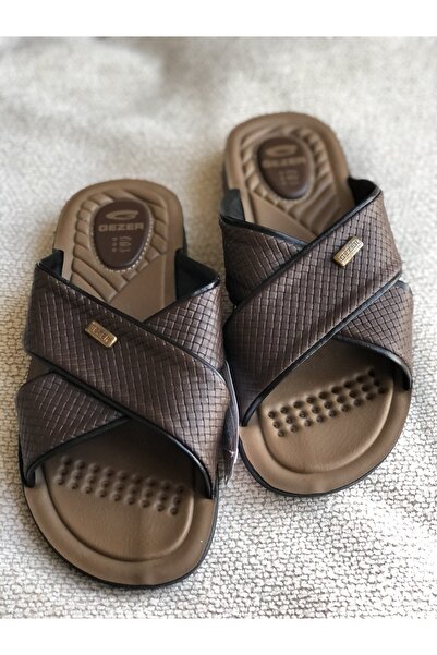 GEZER Men's Comfortable Soft Orthopedic Sole Leather Model House Slippers