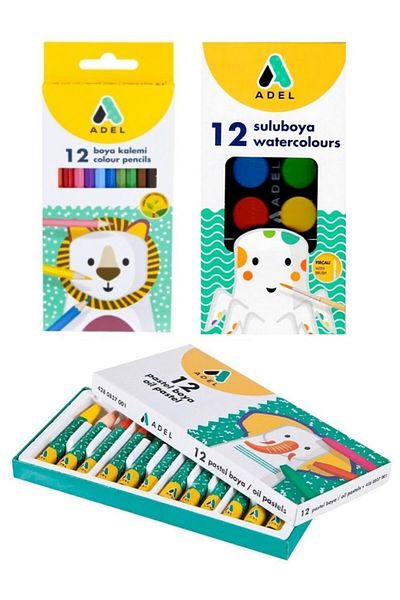 Adel 3-Piece Paint Stationery Set (Dry+water+pastel Paint)