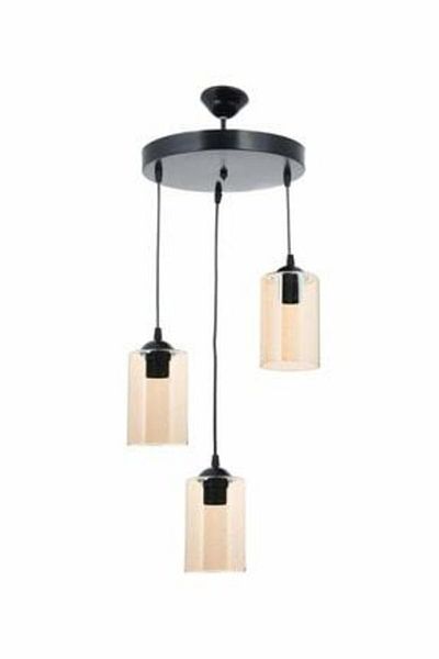 Uçar Modern Decorative Honey Glass Black Sea 3-Piece Pendant Lamp Chandelier