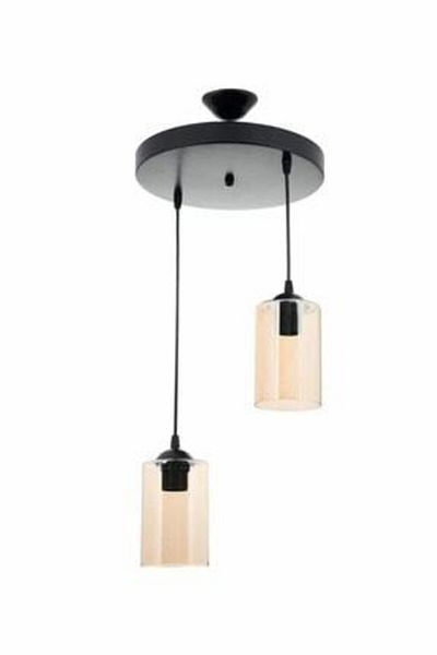 Uçar Modern Decorative Honey Glass Black Sea 2-Piece Pendant Lamp Chandelier