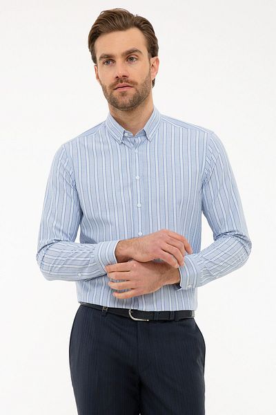 Pierre Cardin Ανοιχτό μπλε Slim Fit πουκάμισο
