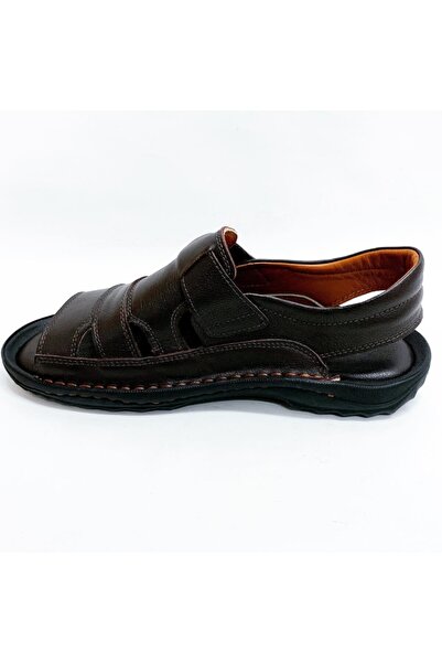 Çelik Men's Brown Genuine Leather Sandals