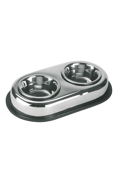 KERBL Steel Dog Food Bowl Double [2 X 450 Ml]