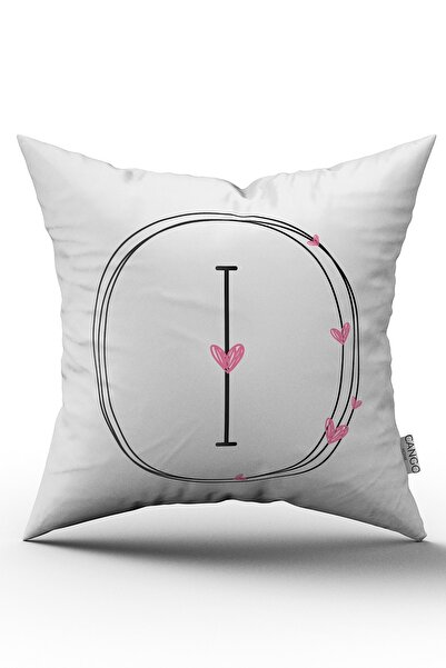Cango Home Husă de pernă cu literă inimă litera I