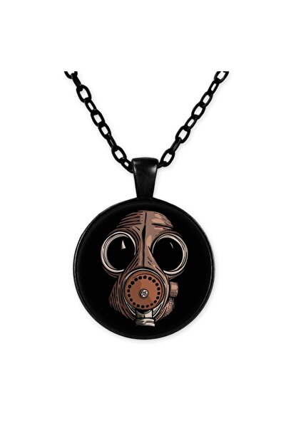 astak Gas Mask Black Chain Necklace