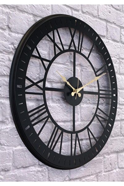 Markakanvas Siyah Metal Duvar Saati Çap 50 cm