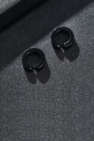 Baykuş Men's Compression Non-Hole Steel Double Earrings